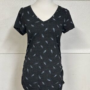 a:glow Charcoal Feather Print V-Neck Tee